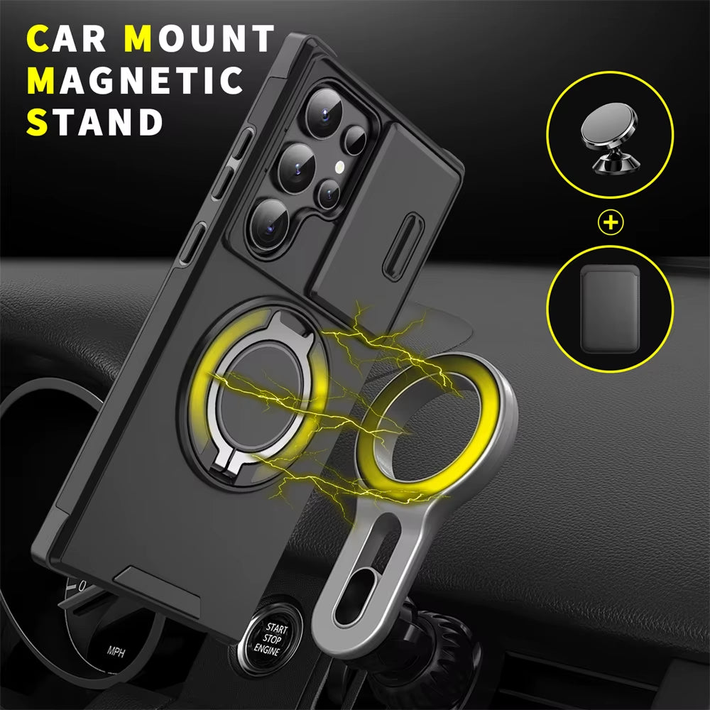 Premium Magnetic Slide Camera Protection Case for Samsung Galaxy S25 Edge, S24, S23+, S21, S22 Ultra, FE, A54, A15, A14, A05, A05S - Ultimate Defense & Style!